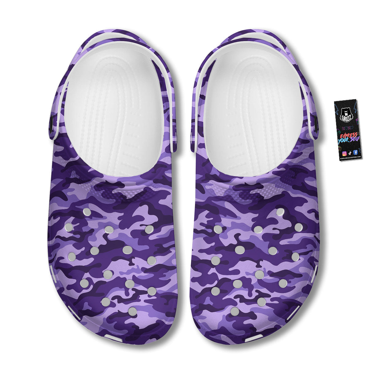Camouflage Purple Print Pattern Clog-grizzshop