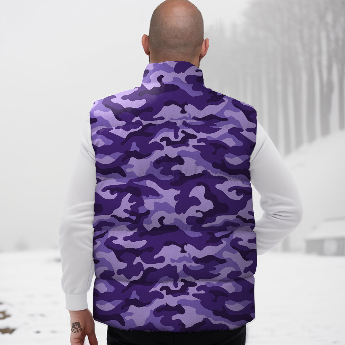 Camouflage Purple Print Pattern Down Vest-grizzshop