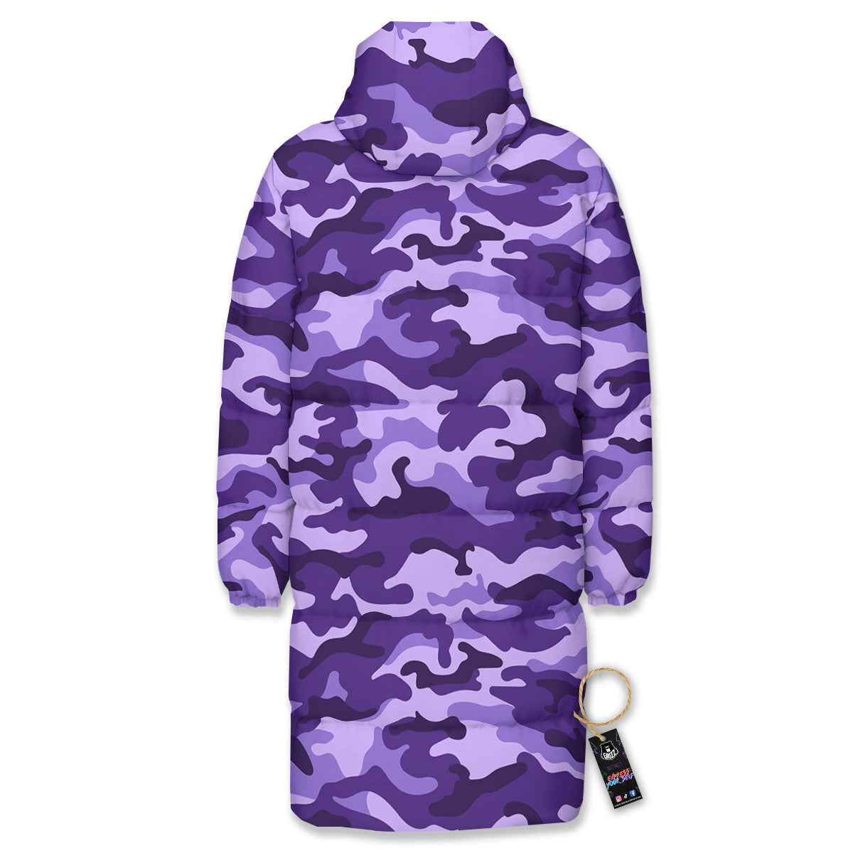 Camouflage Purple Print Pattern Long Down Jacket-grizzshop