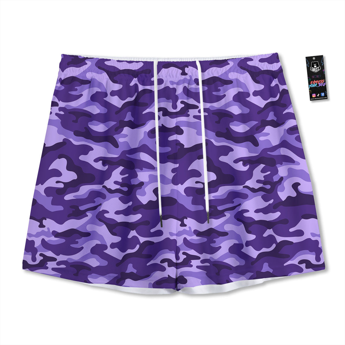 Camouflage Purple Print Pattern Mesh Shorts