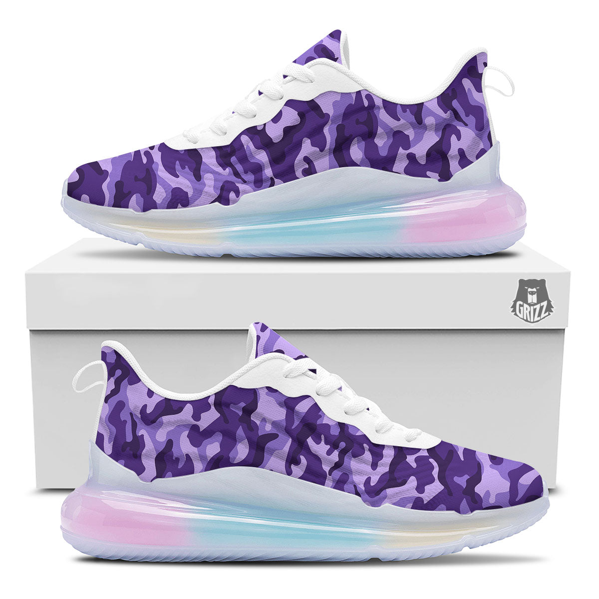 Camouflage Purple Print Pattern Running Sneakers-grizzshop