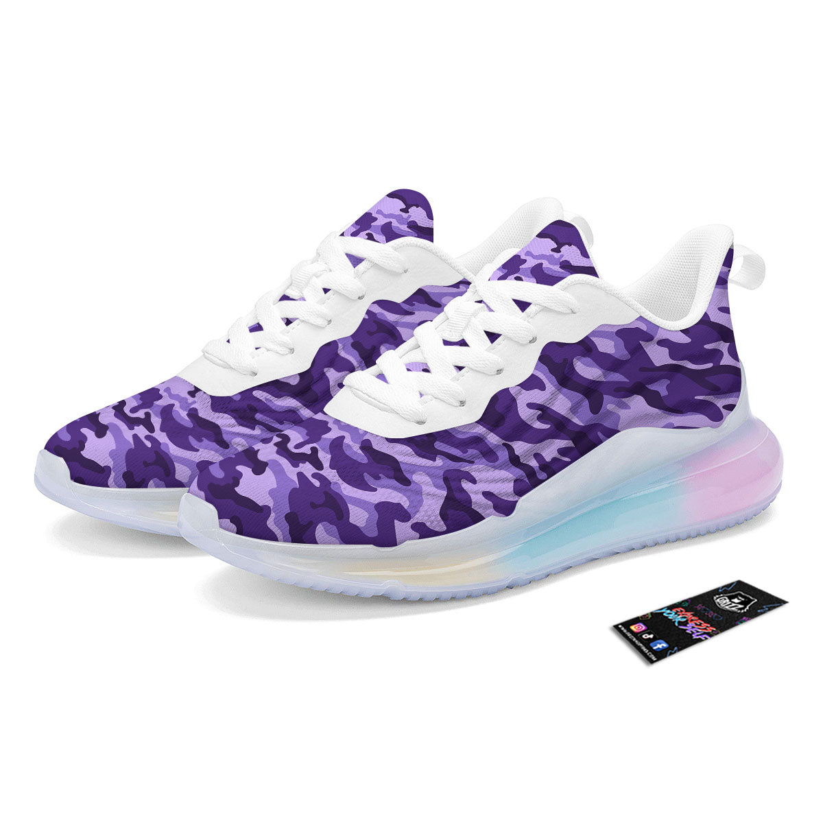 Camouflage Purple Print Pattern Running Sneakers-grizzshop