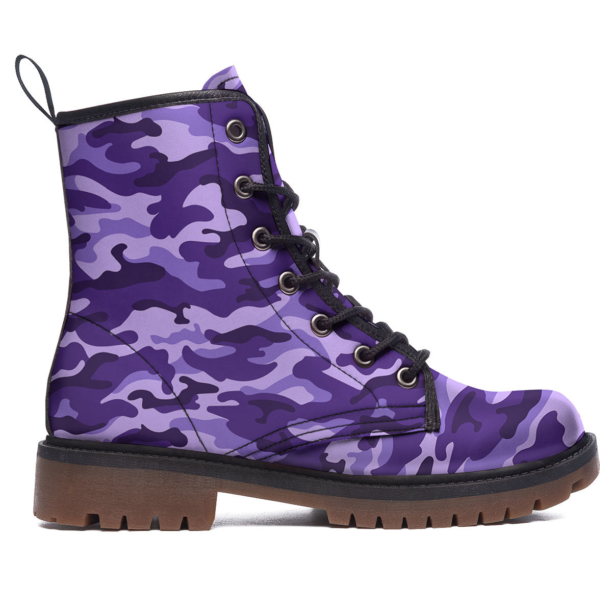Camouflage Purple Print Pattern Work Boots-grizzshop