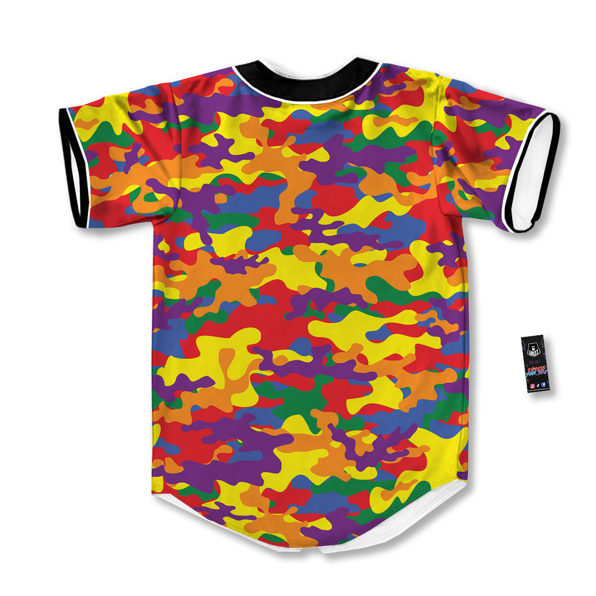 Camouflage Rainbow Print Baseball Jersey-grizzshop