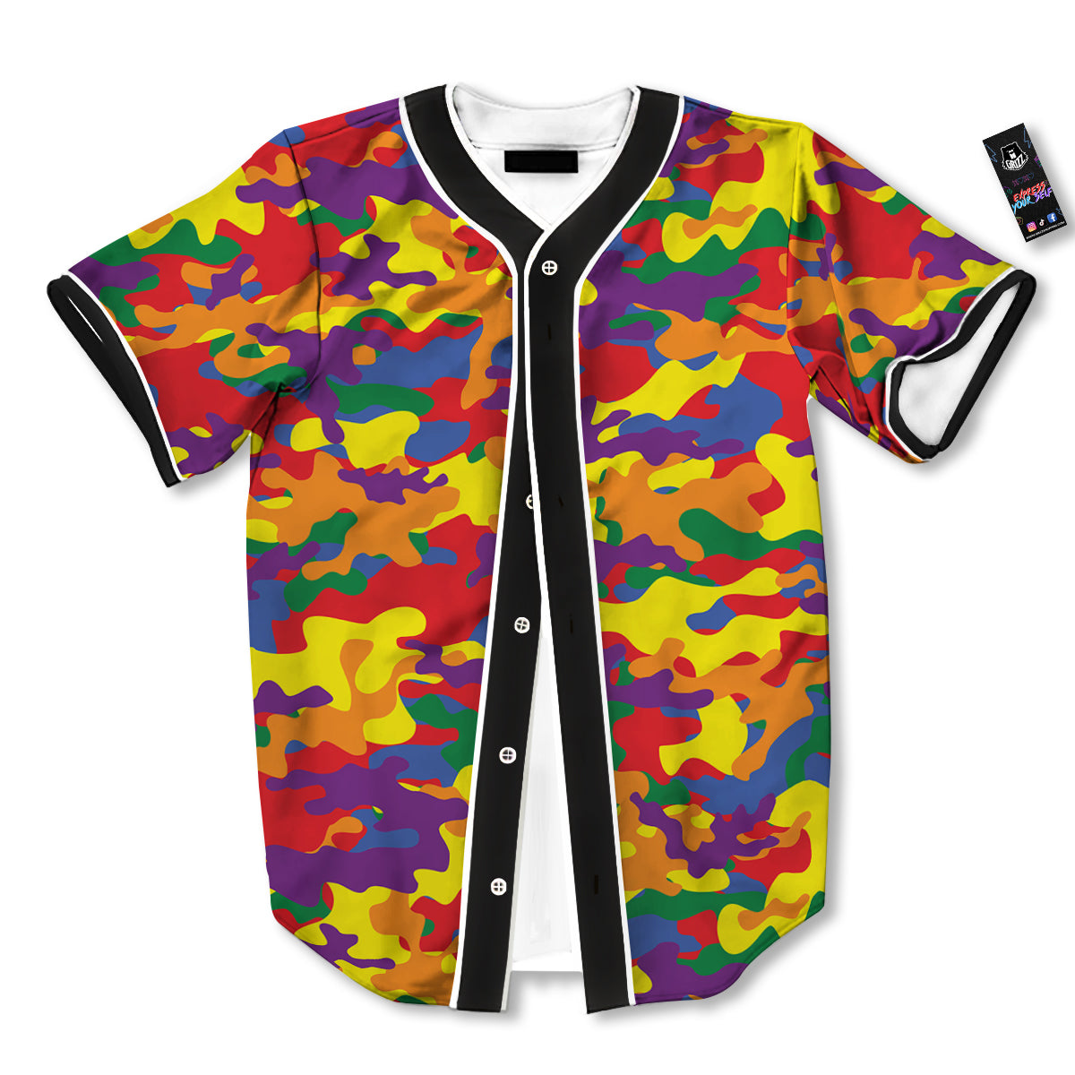 Camouflage Rainbow Print Baseball Jersey-grizzshop