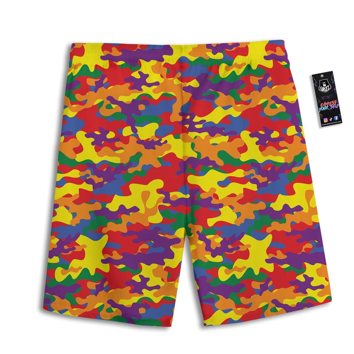 Camouflage Rainbow Print Men's Athletic Shorts