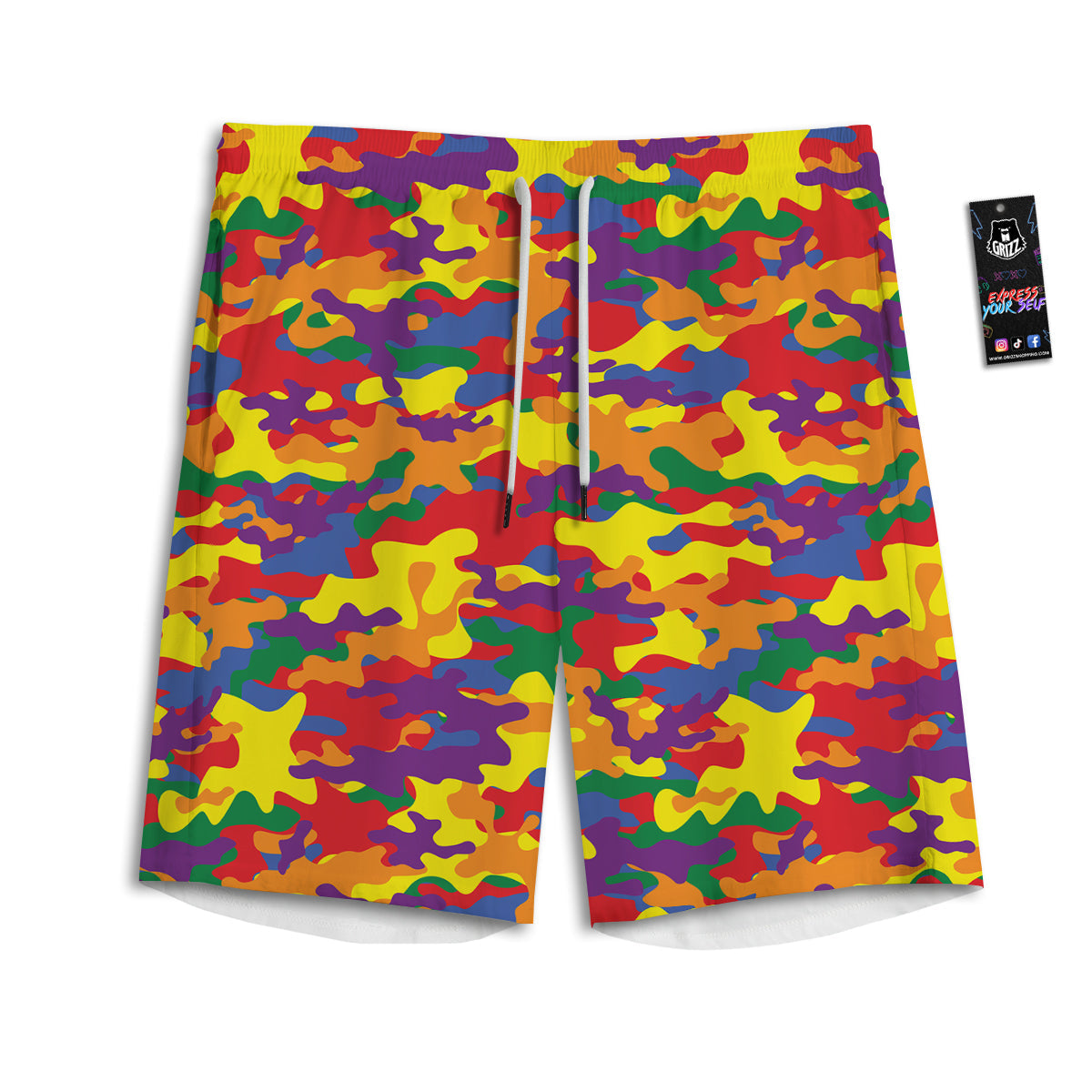 Camouflage Rainbow Print Men's Athletic Shorts