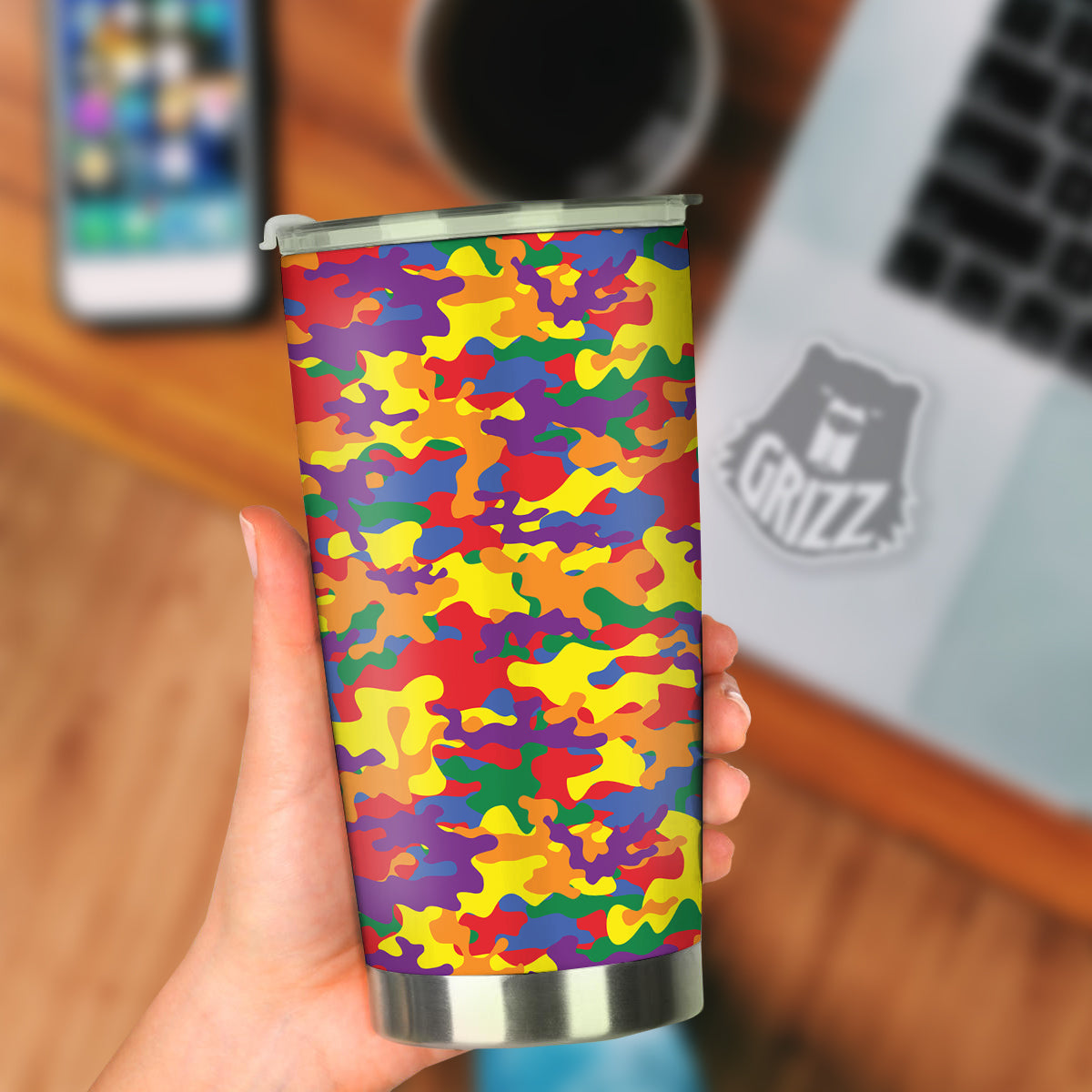 Camouflage Rainbow Print Tumbler-grizzshop