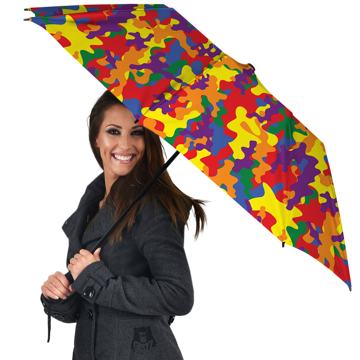 Camouflage Rainbow Print Umbrella-grizzshop