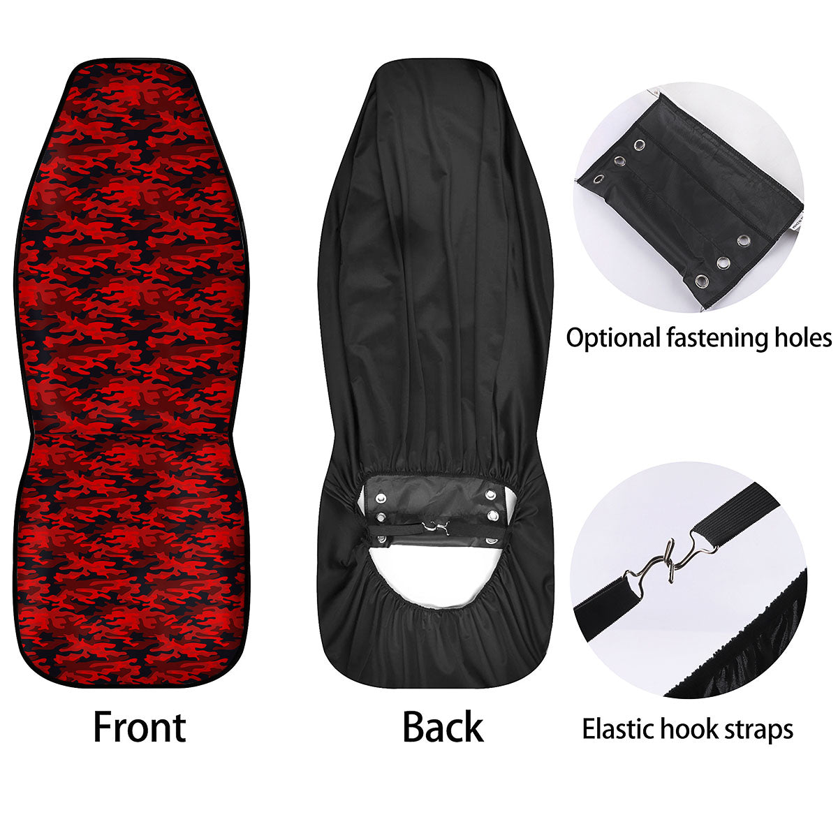 Camouflage Red And Black Print Car Seat Covers-grizzshop