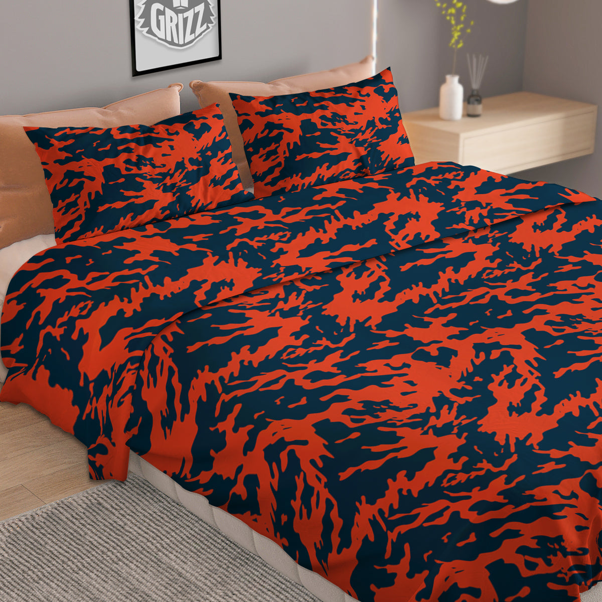 Camouflage Red Spots Print Pattern Duvet Cover Bedding Set