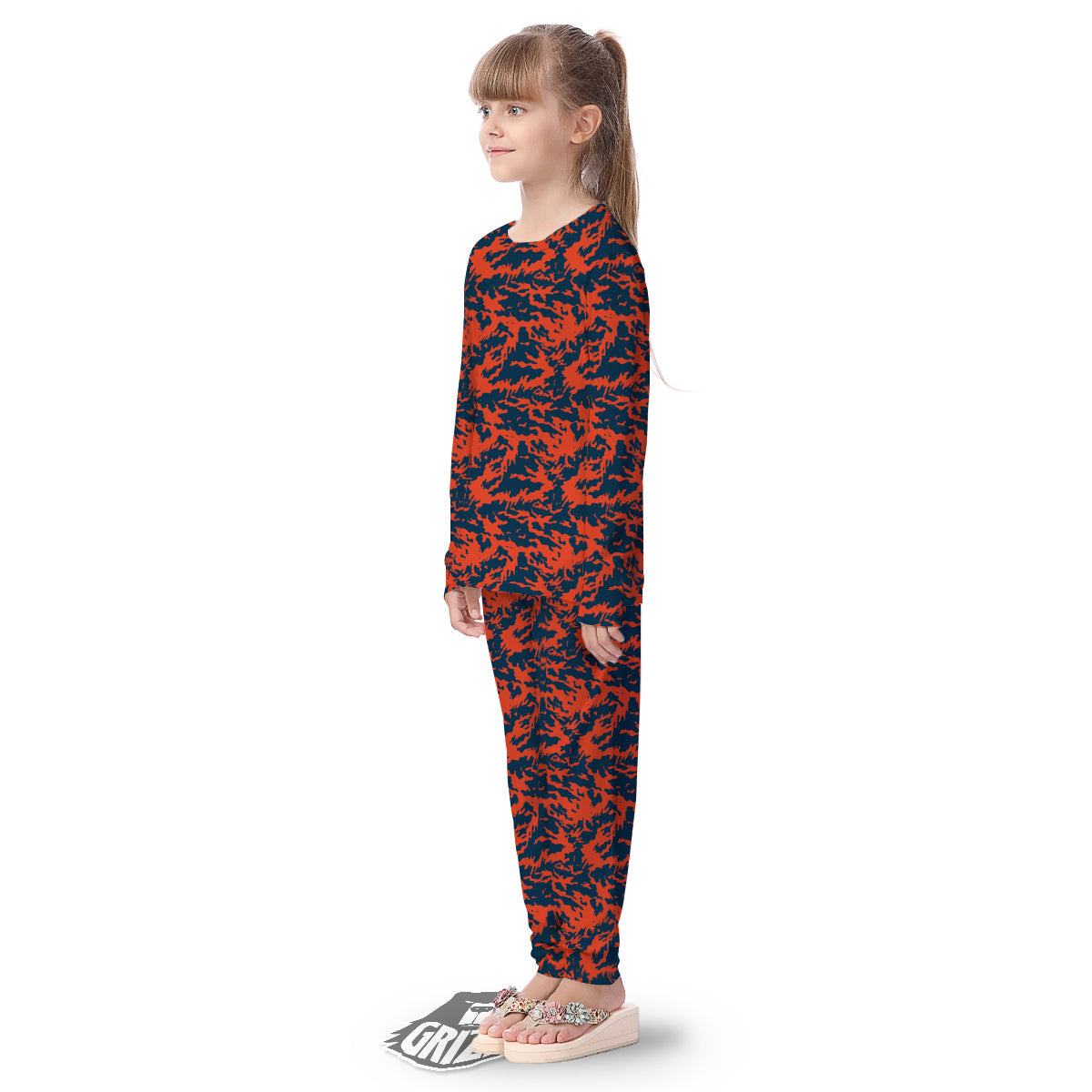 Camouflage Red Spots Print Pattern Kid's Pajamas-grizzshop