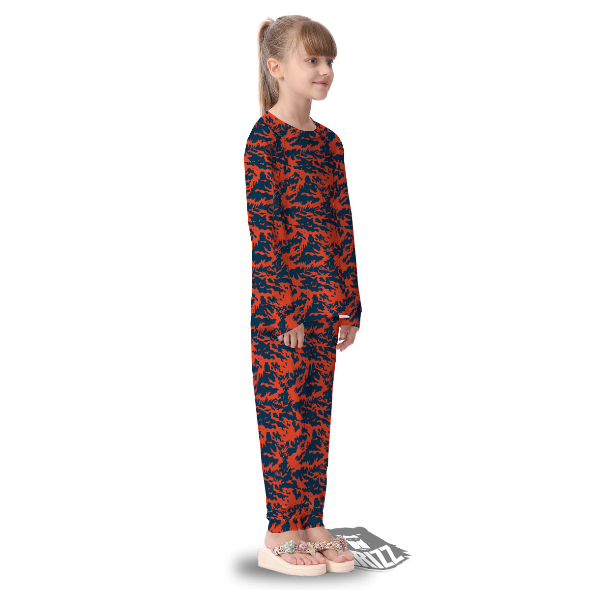 Camouflage Red Spots Print Pattern Kid's Pajamas-grizzshop