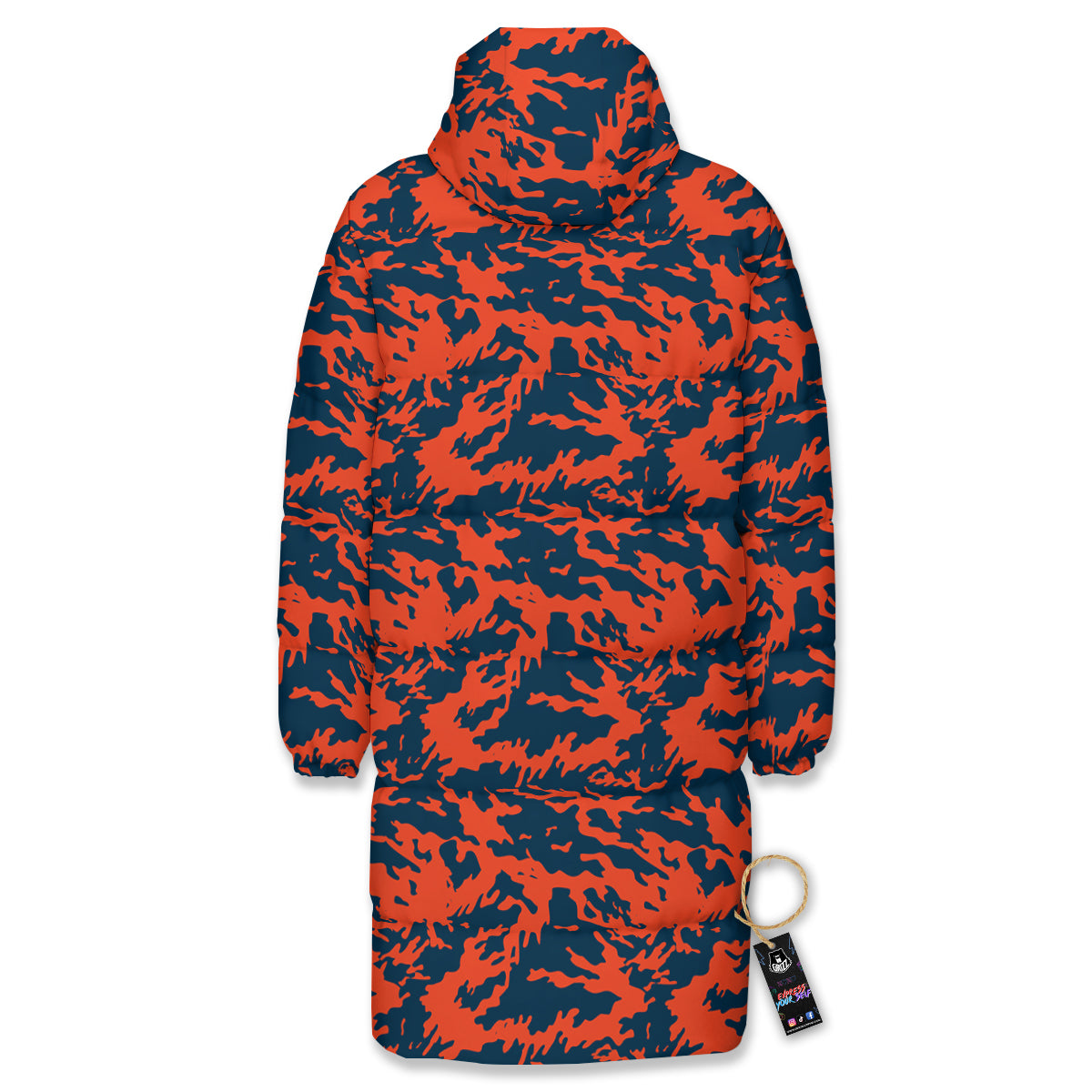 Camouflage Red Spots Print Pattern Long Down Jacket-grizzshop
