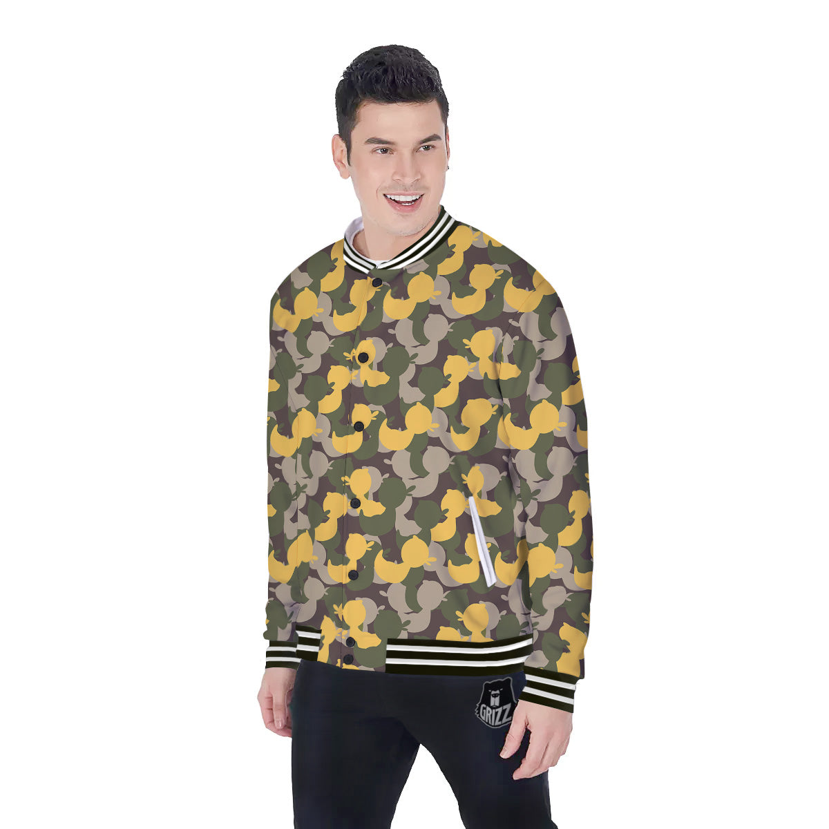 Camouflage Rubber Ducks Print Pattern Baseball Jacket-grizzshop