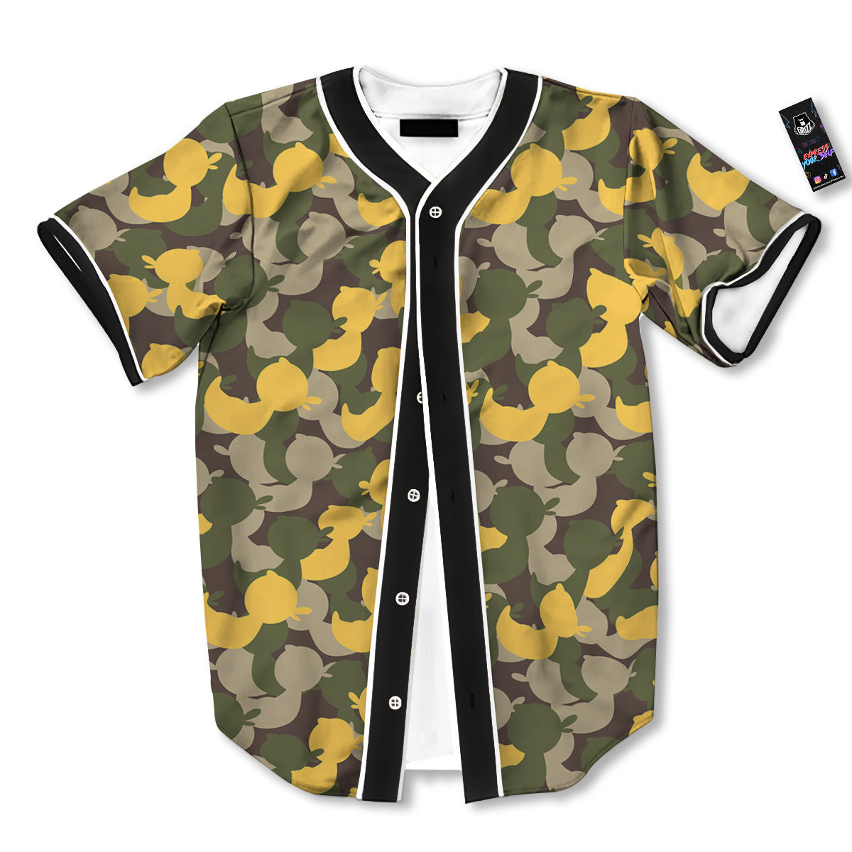 Camouflage Rubber Ducks Print Pattern Baseball Jersey-grizzshop
