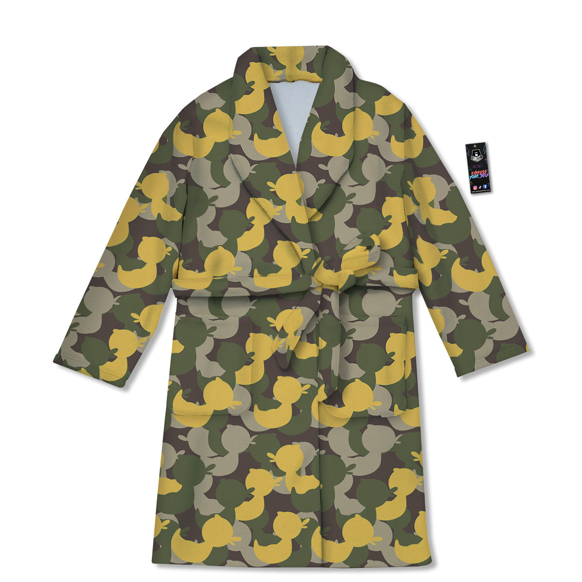 Camouflage Rubber Ducks Print Pattern Bathrobe-grizzshop