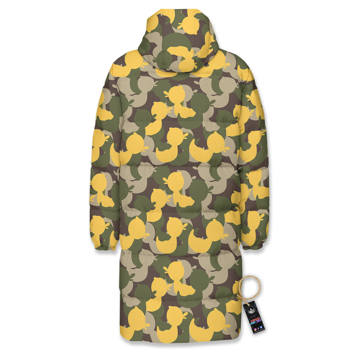 Camouflage Rubber Ducks Print Pattern Long Down Jacket-grizzshop