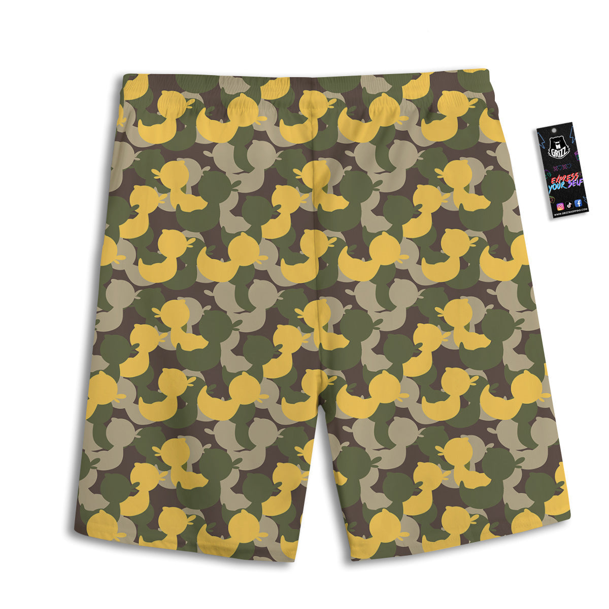 Camouflage Rubber Ducks Print Pattern Men's Athletic Shorts