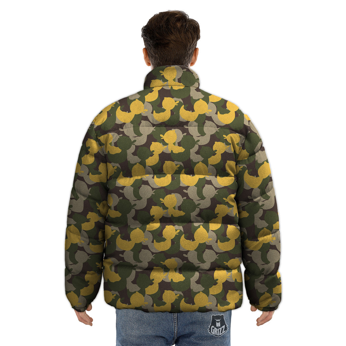 Camouflage Rubber Ducks Print Pattern Puffer Jacket-grizzshop