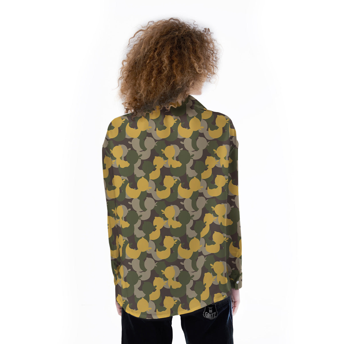 Camouflage Rubber Ducks Print Pattern Women's Long Sleeve Shirts-grizzshop