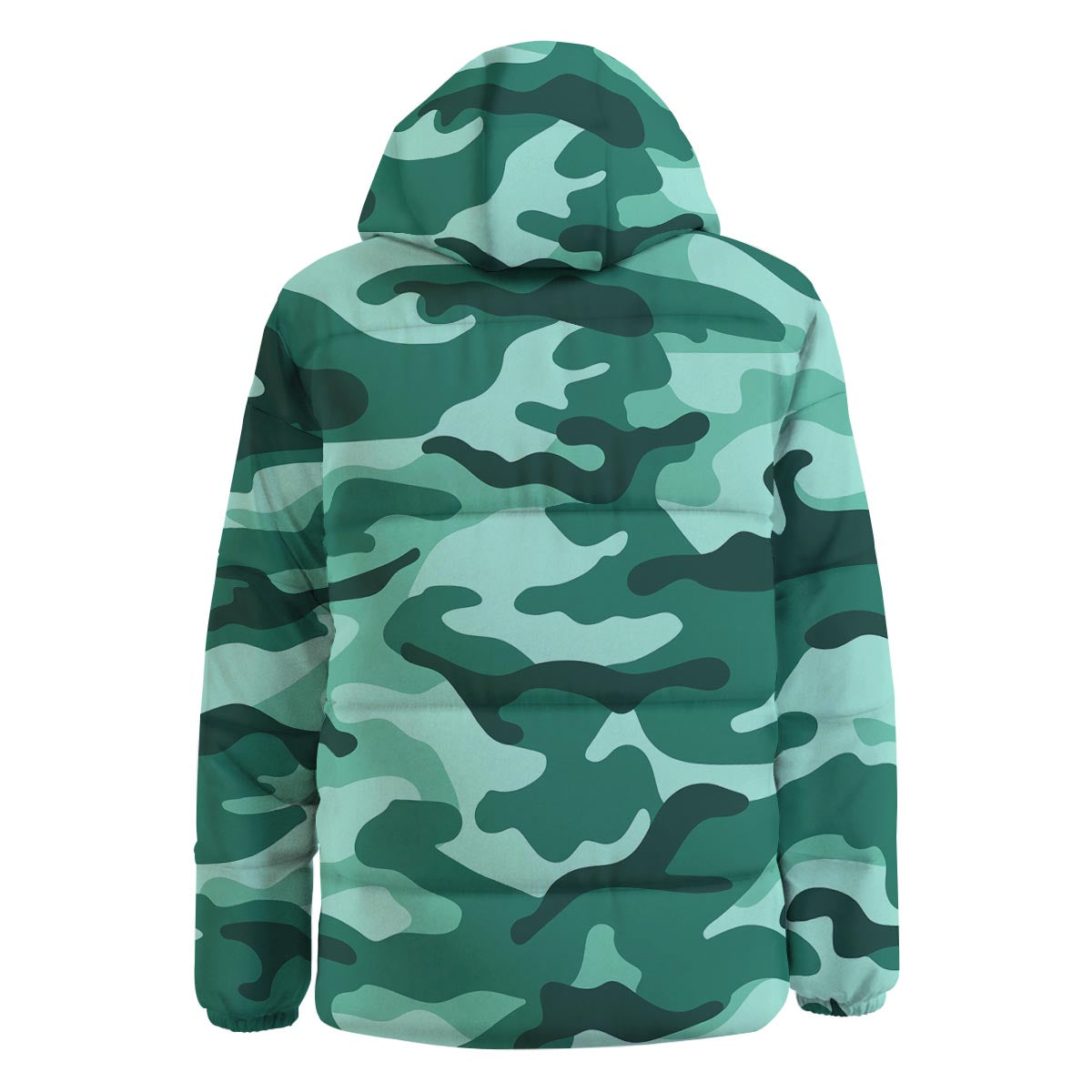 Camouflage Teal Print Down Jacket-grizzshop