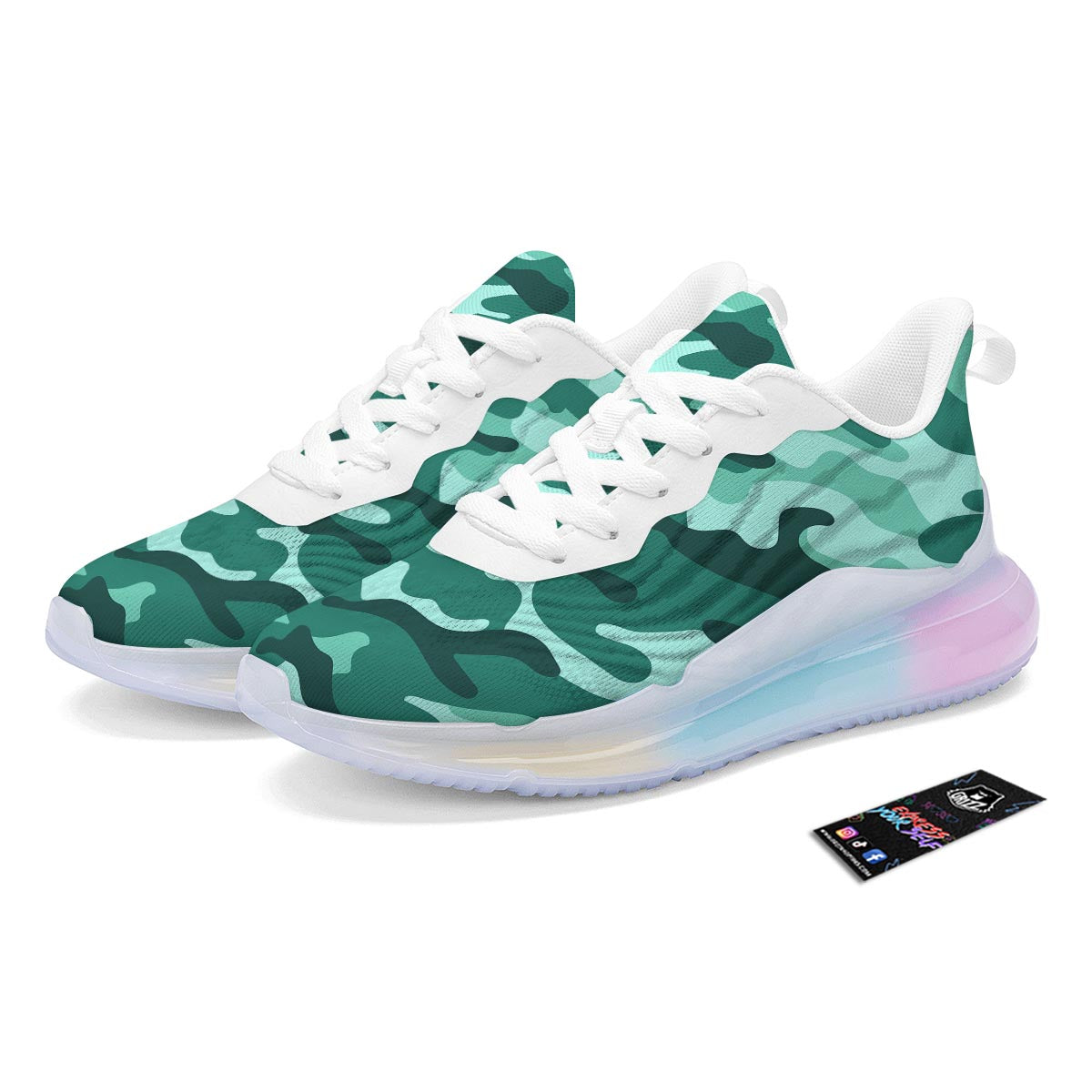 Camouflage Teal Print Running Sneakers-grizzshop