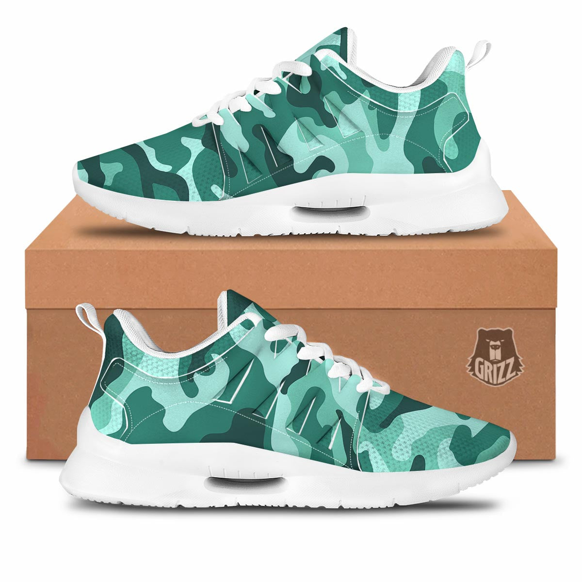Camouflage Teal Print Tennis Shoes-grizzshop