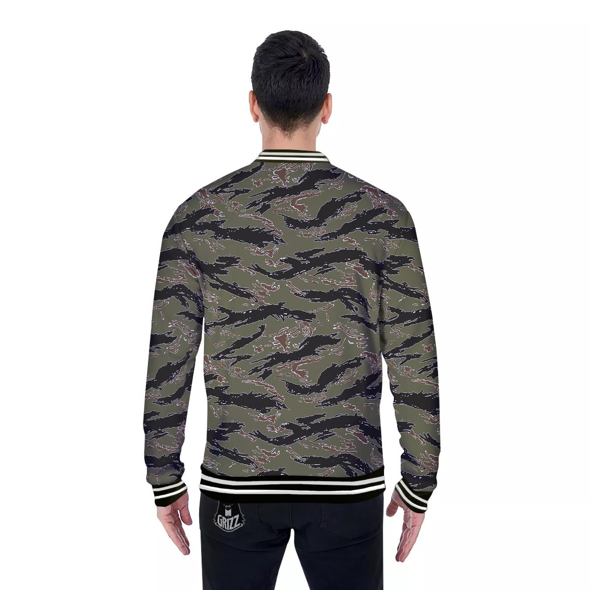 Camouflage Tiger Stripe Print Pattern Baseball Jacket-grizzshop