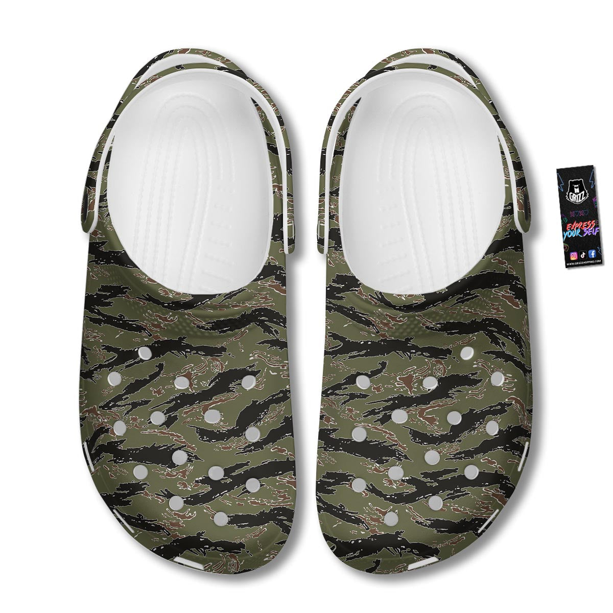 Camouflage Tiger Stripe Print Pattern Clog-grizzshop