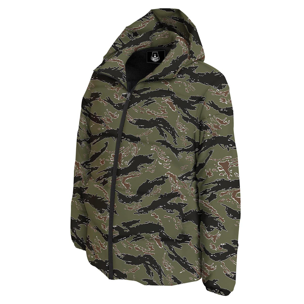 Camouflage Tiger Stripe Print Pattern Down Jacket-grizzshop