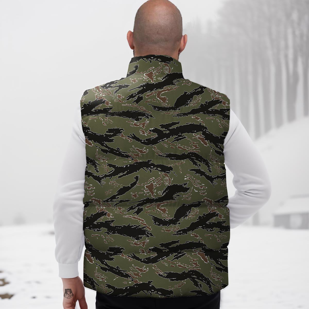 Camouflage Tiger Stripe Print Pattern Down Vest