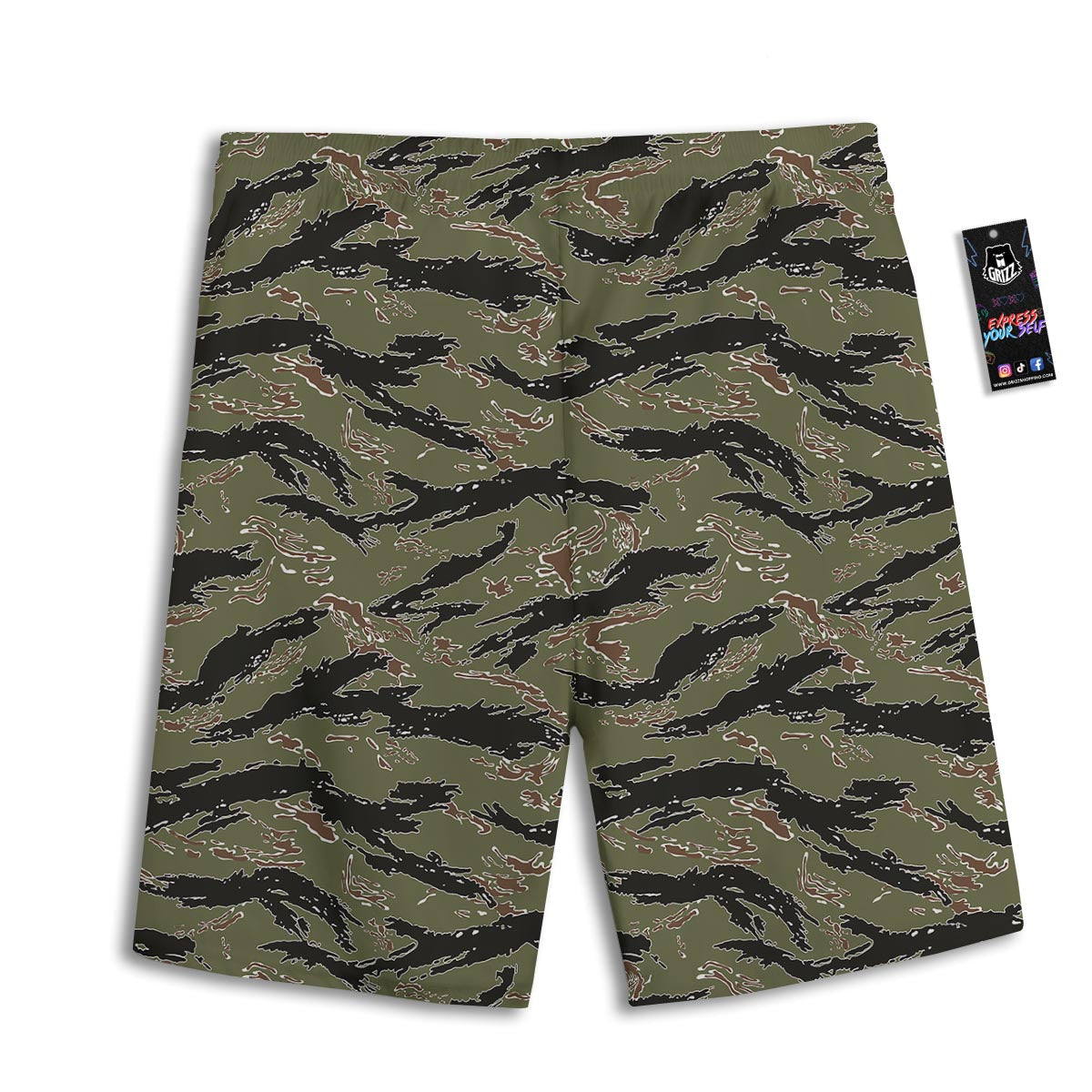 Camouflage Tiger Stripe Print Pattern Men's Athletic Shorts