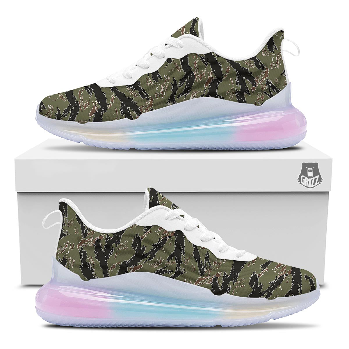 Camouflage Tiger Stripe Print Pattern Running Sneakers-grizzshop