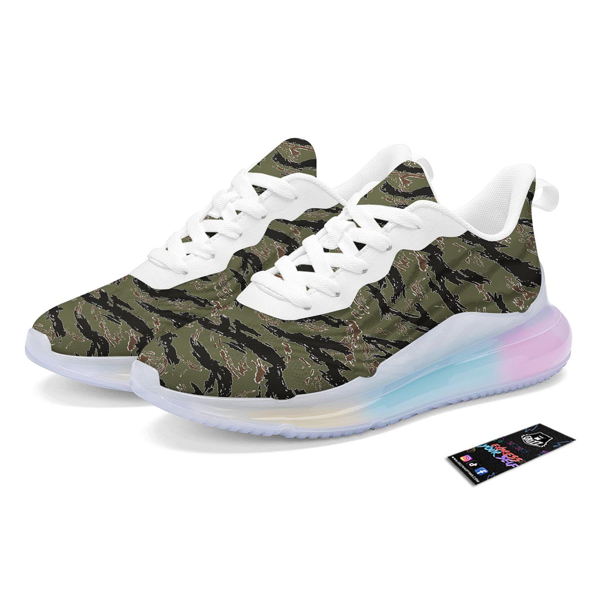 Camouflage Tiger Stripe Print Pattern Running Sneakers-grizzshop
