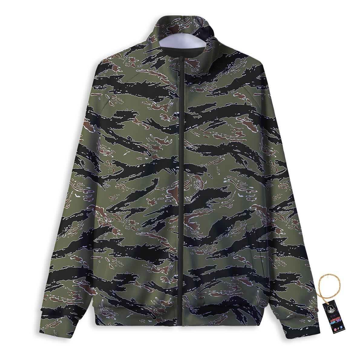 Camouflage Tiger Stripe Print Pattern Track Jacket-grizzshop