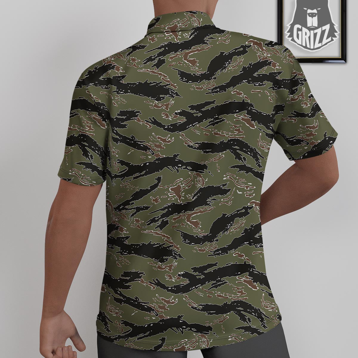 Camouflage Tiger Stripe Print Pattern Untucked Shirts-grizzshop