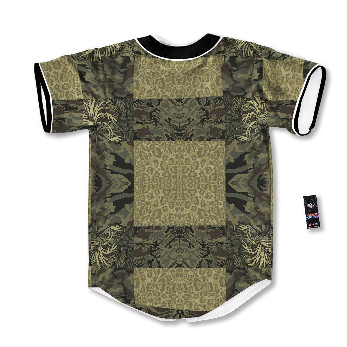 Camouflage Tropical And Leopard Print Pattern Baseball Jersey-grizzshop