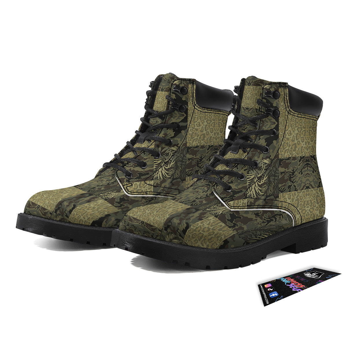 Camouflage Tropical And Leopard Print Pattern Boots-grizzshop
