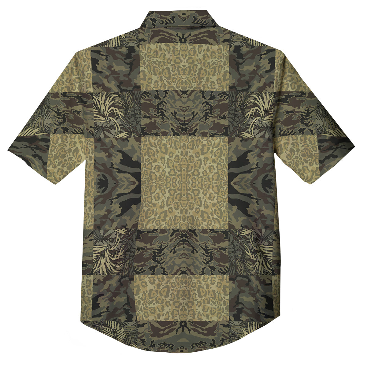 Camouflage Tropical And Leopard Print Pattern Button Up Shirt-grizzshop