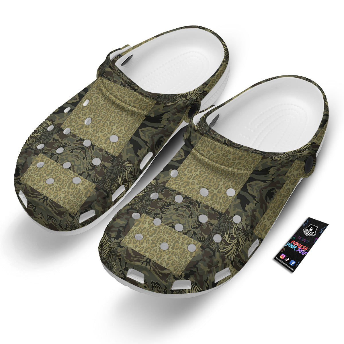 Camouflage Tropical And Leopard Print Pattern Clog-grizzshop