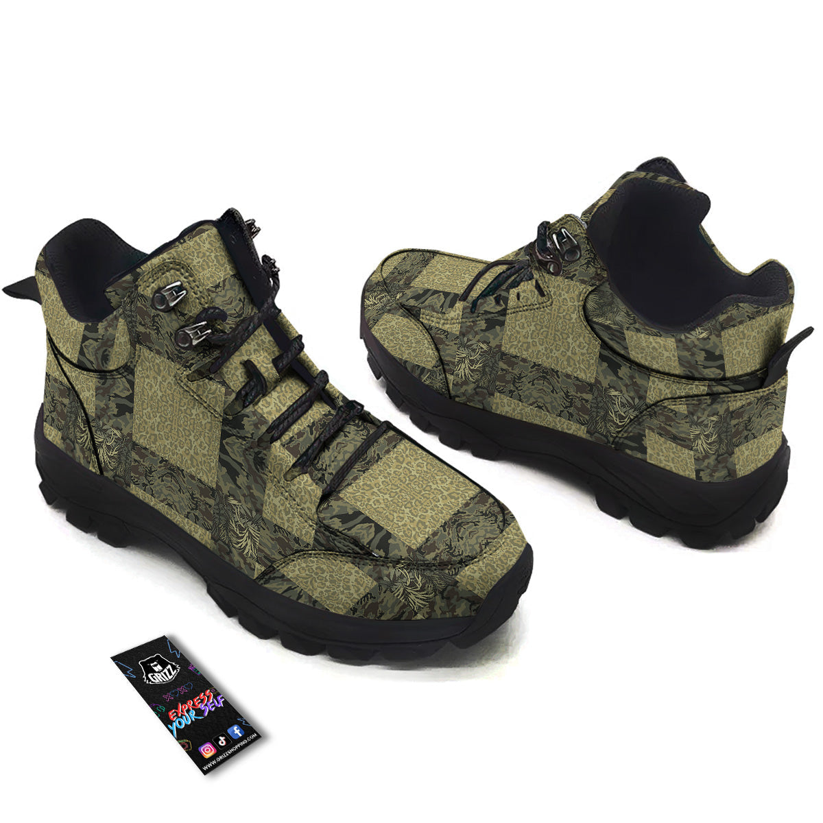 Camouflage Tropical And Leopard Print Pattern Hiking Shoes-grizzshop