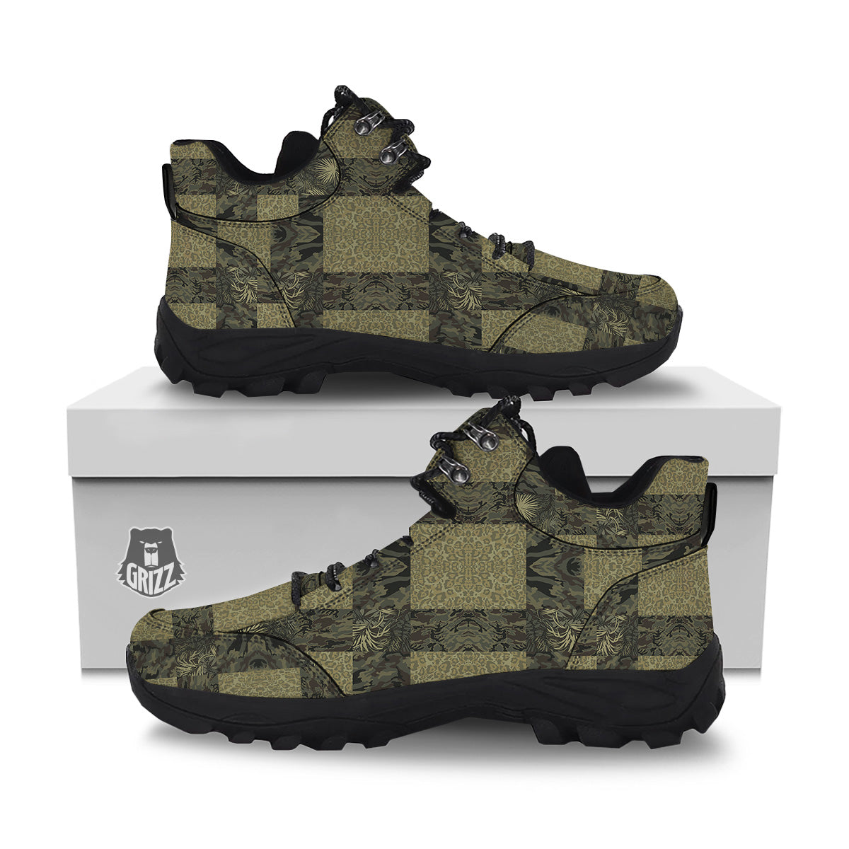 Camouflage Tropical And Leopard Print Pattern Hiking Shoes-grizzshop