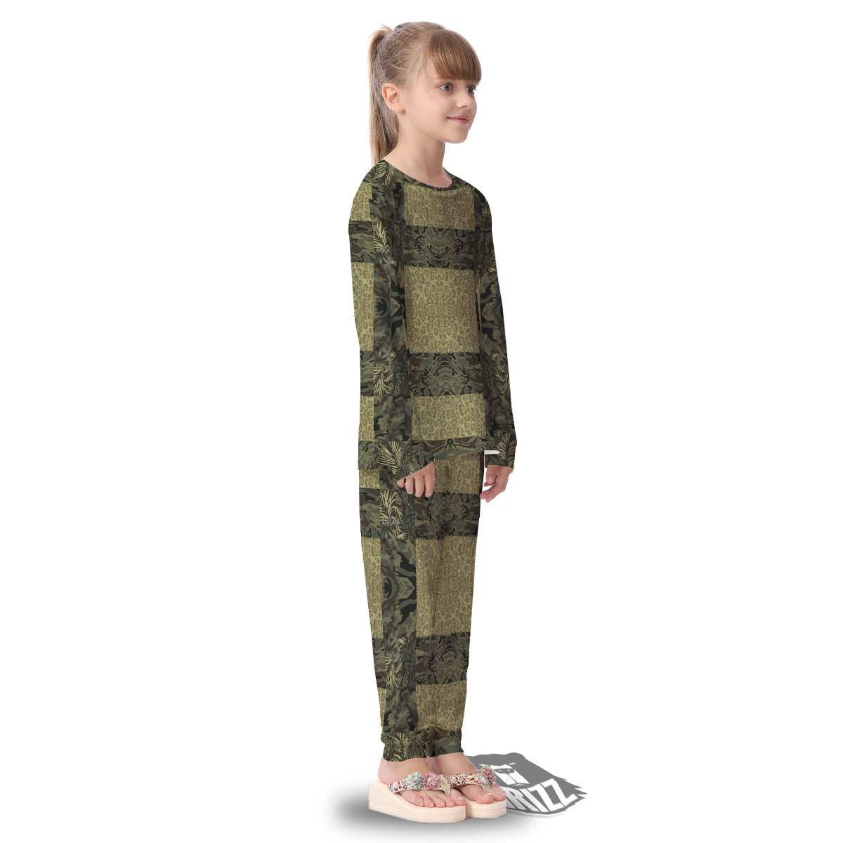 Camouflage Tropical And Leopard Print Pattern Kid's Pajamas-grizzshop