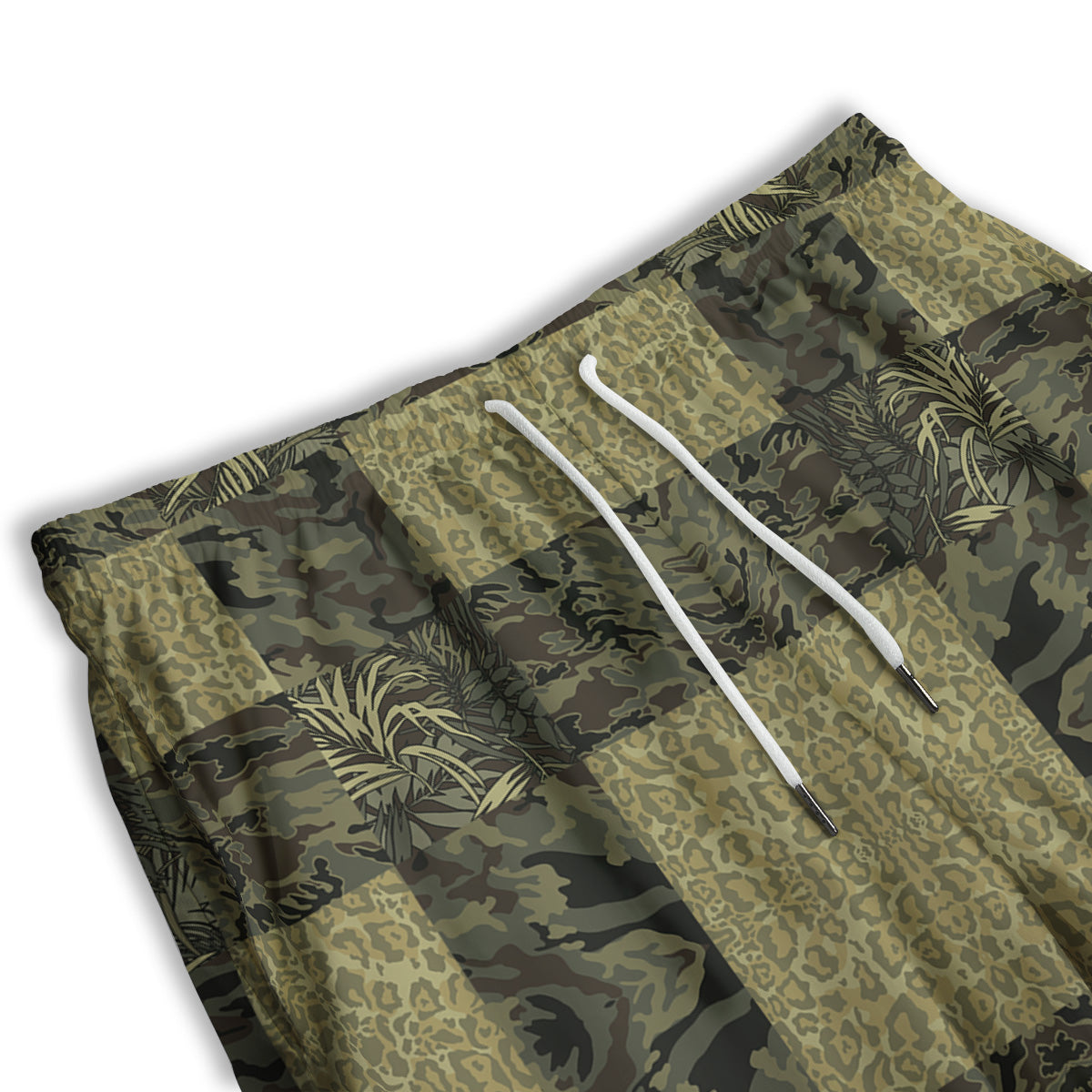 Camouflage Tropical And Leopard Print Pattern Men's Athletic Shorts