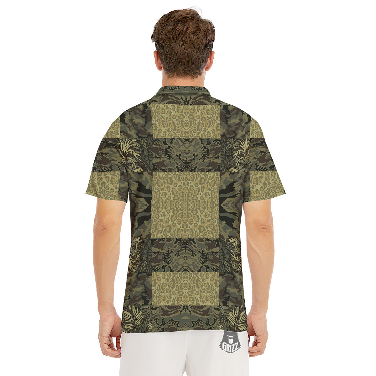 Camouflage Tropical And Leopard Print Pattern Men's Golf Shirts-grizzshop