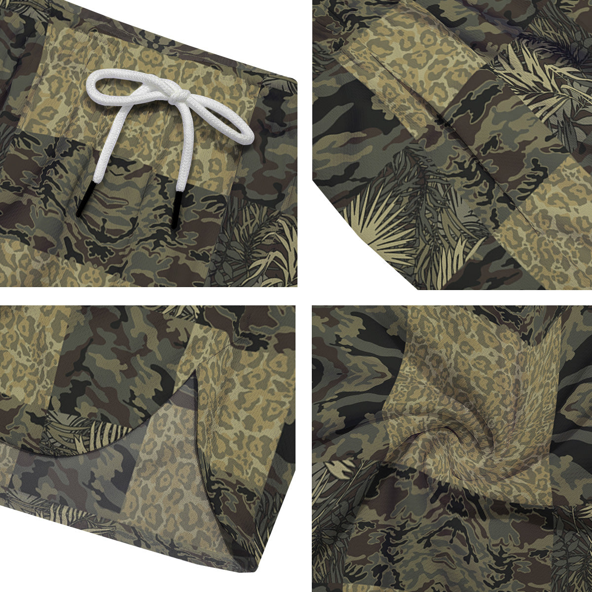 Camouflage Tropical And Leopard Print Pattern Men's Running Shorts-grizzshop