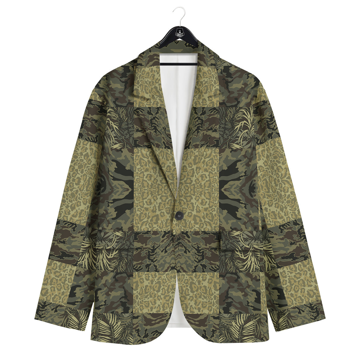 Camouflage Tropical And Leopard Print Pattern Men's Sport Coat-grizzshop
