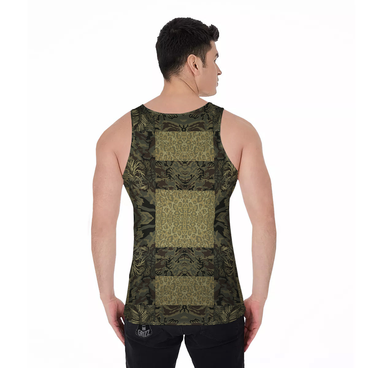 Camouflage Tropical And Leopard Print Pattern Men's Tank Top-grizzshop