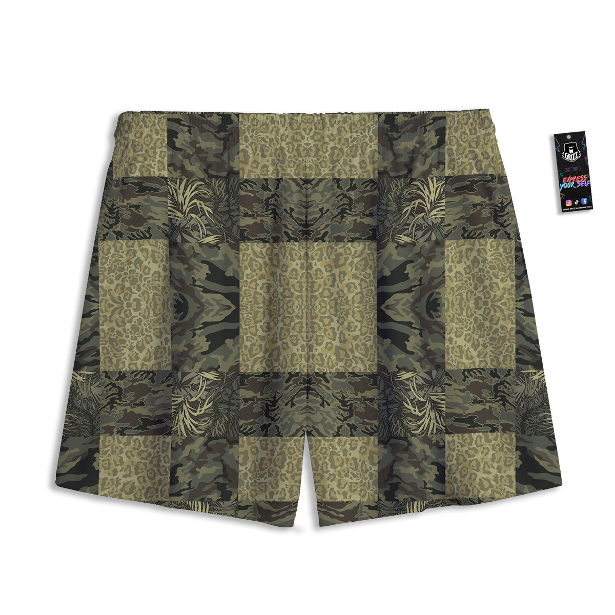 Exotic Leaves Tropical Print Pattern Mesh Shorts